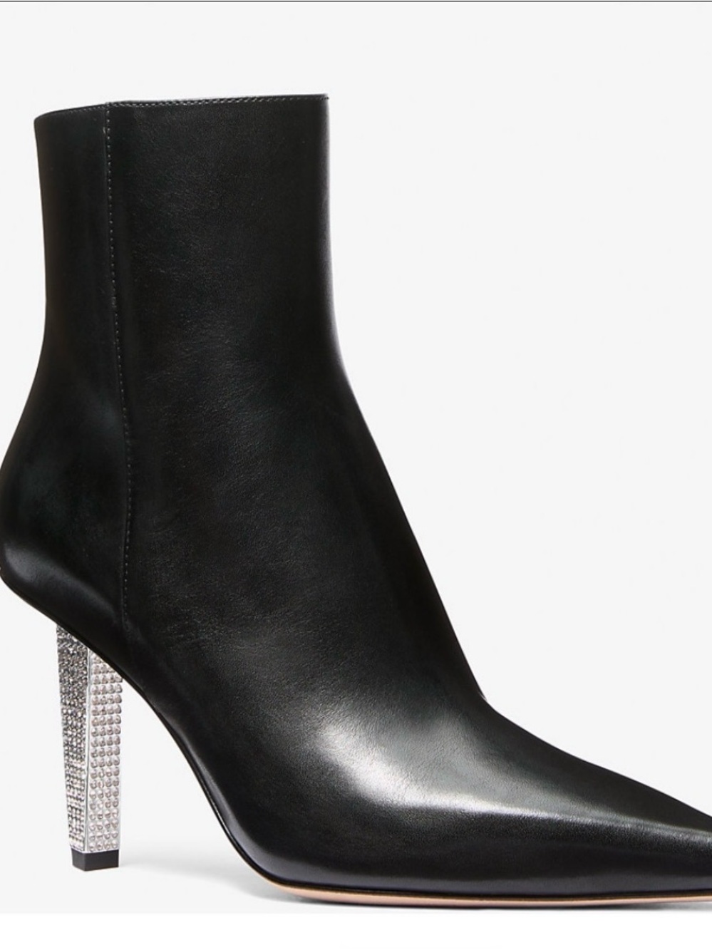 MICHAEL Michael Kors NEW Black Leather Ankle Boot with Crystal-Studded Heel